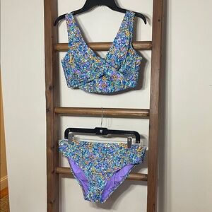 Sunsets Floral Bikini Set in Blue and Purple